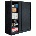 ARMOIRE JUMBO PORTES COULISSANTES NOIR GRANDE PROFONDEUR H 200, L 180, P 60CM