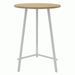 TABLE RESTAURATION CLARA - Ø80CM - H1095 CM - CHÊNE - BLANC - EOL