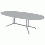 X2 TABLE DE RÉUNION PLATEAU OVALE L.240 GRIS PIEDS ALU - QUADRIFOGLIO