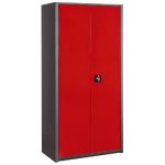 ARMOIRE MÉTAL CLASSTOUT - A PORTES BATTANTES - H. 180  X  L. 90 CM - CORPS ANTHRACITE - PORTES ROUGE