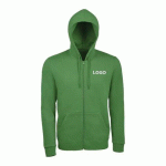 GILET ZIPPÉ MANCHES LONGUES PUBLICITAIRE 260 G/M² SOL'S VERT - MARQUAGE BRODERIE