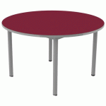 TABLE CARÉLIE MOB RONDE Ø120 T5 STRA POLY. CERISE GRIS/9006 - MOBIDECOR