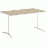 TABLE TAMARIS 160X80 PL.CHÊNE NAT./ARGILE PIET.ARGENT/ARGENT - CLEN