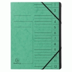 TRIEUR AGRAFÉ AVEC ÉLASTIQUES INTÉRIEUR NOIR 12 COMPARTIMENTS - A4 - VERT - LOT DE 10