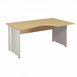 BUREAU COMPACT RETOUR À DROITE ACTIVITY 2 - L. 160 X P. 120 CM - PLATEAU POIRIER - PIEDS PLEINS 'BLANC'