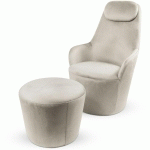 FAUTEUIL DONGAL AVEC REPOSE-PIEDS VELOURS TAUPE - TAUPE