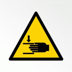 LOT DE 3 - PANNEAU DANGER - ÉCRASEMENT DES MAINS - ISO 7010 - W024 VINYLE SOUPLE AUTOCOLLANT 200 MM