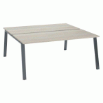 PÔLE 2 BUREAUX ECLA CHÊNE GRIS L 180 X P 80 CM PIÈTEMENT MÉTAL FINITION ANTHRACITE