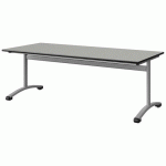 TABLE MALIBU 180X80 T4 DL ST ISOSON GRIS 1400/NOIR GRIS 9006