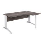 BUREAU COMPACT RETOUR À GAUCHE BIOSPACE 2 - L. 160 X P. 110 CM - PLATEAU CÈDRE - PIEDS L BLANC - EMBASE 'ALUMINIUM'.