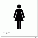 PLAQUE EN RELIEF ET BRAILLE TOILETTES FEMMES 15X15CM - BLANC