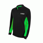 POLO BICOLORE MANCHES LONGUES PUBLICITAIRE VELILLA NOIR/VERT - MARQUAGE BRODERIE