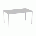 TABLE À MANGER VERSYS AVEC BASE ARGENTÉE RAL 9006 140 X 80 X 743 CM GRIS CLAIR