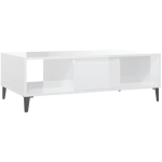 TABLE BASSE BLANC BRILLANT 103,5X60X35 CM AGGLOMÉRÉ