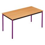 TABLE POLYVALENTE DROIT - L. 140 X P. 70 CM - PLATEAU HÊTRE - PIEDS PRUNE