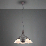 TRIO LIGHTING SUSPENSION RUSTICA, COULEUR ROUILLE, CINQ LAMPES