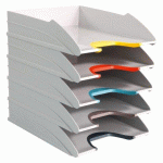 LOT DE 5 CORBEILLES À COURRIER DURABLE VARICOLOR® GRIS CLAIR
