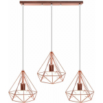 LUSTRE SUSPENSION VINTAGE 3 LAMPES PLAFONNIER LUMINAIRE E27 MODERNE LAMPE DE SUSPENSION AVEC SUPPORT BARRE POUR SALON CUISINE CHAMBRE - ROSE - OR ROSE