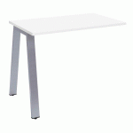 RETOUR DE BUREAU ECLA MANAGER L 100 X P 60 CM BLANC PIÉTEMENT MÉTAL FINITION ALUMINIUM