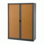 ARMOIRE HAUTE MÉTAL H 160 X L 120 À RIDEAUX MONOBLOC GÉNÉRIC ANTHRACITE-MERISIER