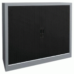 ARMOIRE RIDEAUX LAME RECOUVERTE L. 120CM H. 102 CM MOKA/ALU - ACIAL