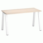 BUREAU DROIT INDIVIDUEL CHÊNE CLAIR 140 X 60 CM, PIÉTEMENT MÉTAL BLANC - ARCH
