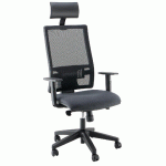 FAUTEUIL OFFICE AVEC TÊTIÈRE PIÈTEMENT NOIR ASSISE GRISE - MANUTAN COLLECTIVITÉS