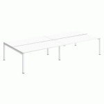 PÔLE 4 BUREAUX DROITS ARKO L 360 X P 168 CM PLATEAUX BLANC PIÈTEMENT MÉTAL ARCHE BLANC