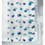 RIDEAU DE DOUCHE - 180 X 200 CM - BLEU ET BLANC - PEVA - HUGO SPIRELLA