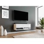 TV LOWBOARD ALYX MEUBLE TV COMMODE W100 X H34 X D32 CM - SANS LED WHITE MATT / GLOSSY WHITE - FURNIX