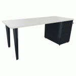 BUREAU EVIDENCE 180X80 BLANC CAISSON PORTEUR/PIED ANTHRACITE - VINCO