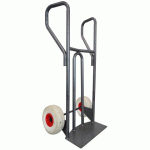 DIABLE ACIER TABLIER INCURVÉ POIGNÉE FERMÉE 400 KG ROUES ROUES PREMIUM INCREVABLES