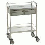 GUÉRIDON DE SOIN 2 PLATEAUX, MODÈLE 1 TIROIR SANS GALERIE 750 X 500 MM - MANUTAN COLLECTIVITÉS