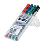 LUMOCOLOR FEUTRE LUMOCOLOR 315 NON PERMANENT STAEDTLER  - CAPUCHON - 1 MM - POCHETTE 4 COULEURS
