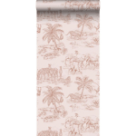 PAPIER PEINT ANIMAUX DE LA JUNGLE - 0,53 X 10,05 M DE ESTAHOME ROSE TERRACOTTA