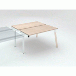 PÔLE 2 BUREAUX CHÊNE CLAIR ECLA L 140 X P 60 CM PIEDS MÉTAL BLANC FINITION BOIS - ÉLÉMENT SUIVANT