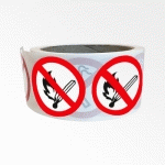 ROULEAU DE PICTOS FLAMMES NUES INTERDITES - P003 - ISO 7010 - 250 EX  - 50 MM