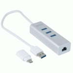 ADAPTATEUR USB 3.0 METAL GIGABIT HUB ET CONVERT. USB TYPE C - CUC