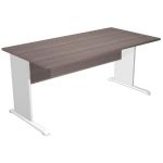 BUREAU DROIT PRONTO TENDANCE - L.160 X P.80 CM - PLATEAU CENDRE - PIEDS L ALUMINIUM