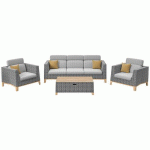 ENSEMBLE DÉTENTE IVANO : 1 TABLE BASSE 2 FAUTEUILS 1 CANAPÉ