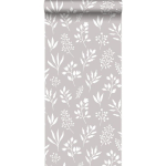 PAPIER PEINT FLEURS AU STYLE SCANDINAVE - 0,53 X 10,05 M DE ESTAHOME GRIS CHAUD