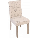 DÉCOSHOP26 - LOT DE 2 CHAISES DE SALLE À MANGER CUISINE EN TISSU CRÈME MOTIF ÉCRITURE DES PIEDS EN BOIS CLAIR - CRÈMEM