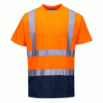 LOT DE 2 - PORTWEST S378 T-SHIRT BICOLORE ORANGE/MARINE - TAILLE L