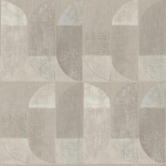 PAPIER PEINT INTISSÉ CLAIR POUR CHAMBRE | PAPIER PEINT GÉOMÉTRIQUE BEIGE GRIS | TAPISSERIE RÉTRO MOTIF DEMI-CERCLE POUR COULOIR - 10,05 X 0,53 M