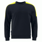 PROJOB 2125 SWEATSHIRT COL ROND BANDES FLUO NOIR/JAUNE - TAILLE XL