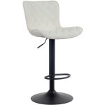 TABOURET DE BAR EMMA PIED EN MÉTAL HAUTEUR RÉGLABLE SIÈGE PIVOTANT CRÈME TISSU