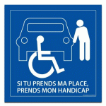 LOT DE 2 - SIGNALÉTIQUE PMR - SI TU PRENDS MA PLACE, TU PRENDS MON HANDICAP 350 X 350 MM PVC 2 MM