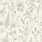 BRICOFLOR - PAPIER PEINT VINTAGE BLANC & VERT MOTIF VÉGÉTAL TAPISSERIE FLEURIE MINIMALISTE IDÉALE CUISINE PAPIER PEINT FLORAL VERT & BEIGE STYLE