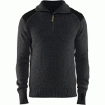 SWEAT EN LAINE COL ZIPPÉ GRIS FONCÉ/NOIR TAILLE XL - BLAKLADER