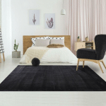 UNAMOURDETAPIS - 80X150 - TAPIS SHAGGY LOFTUNI NOIR 80X150 OEKO TEX® EN POLYESTER DOUX ET SOYEUX - NOIR